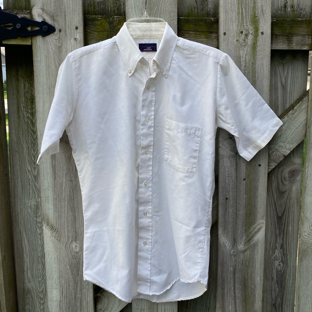 CARL MICHAELS Vintage White Men's Button-Down Shirt